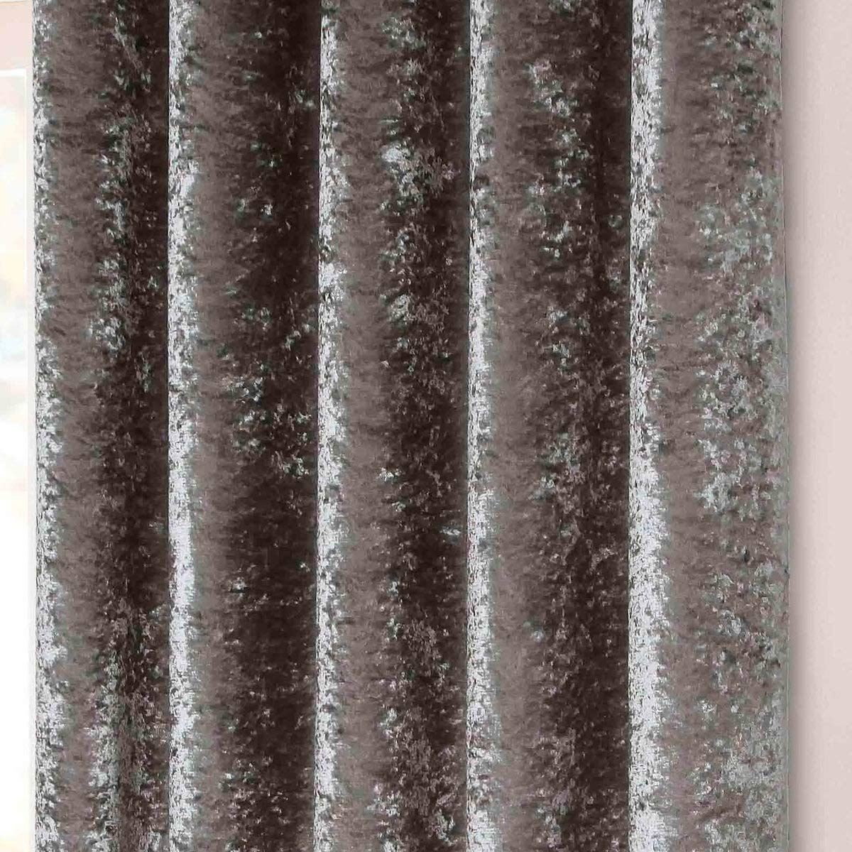 Crushed Mink Velvet Eyelet Curtains