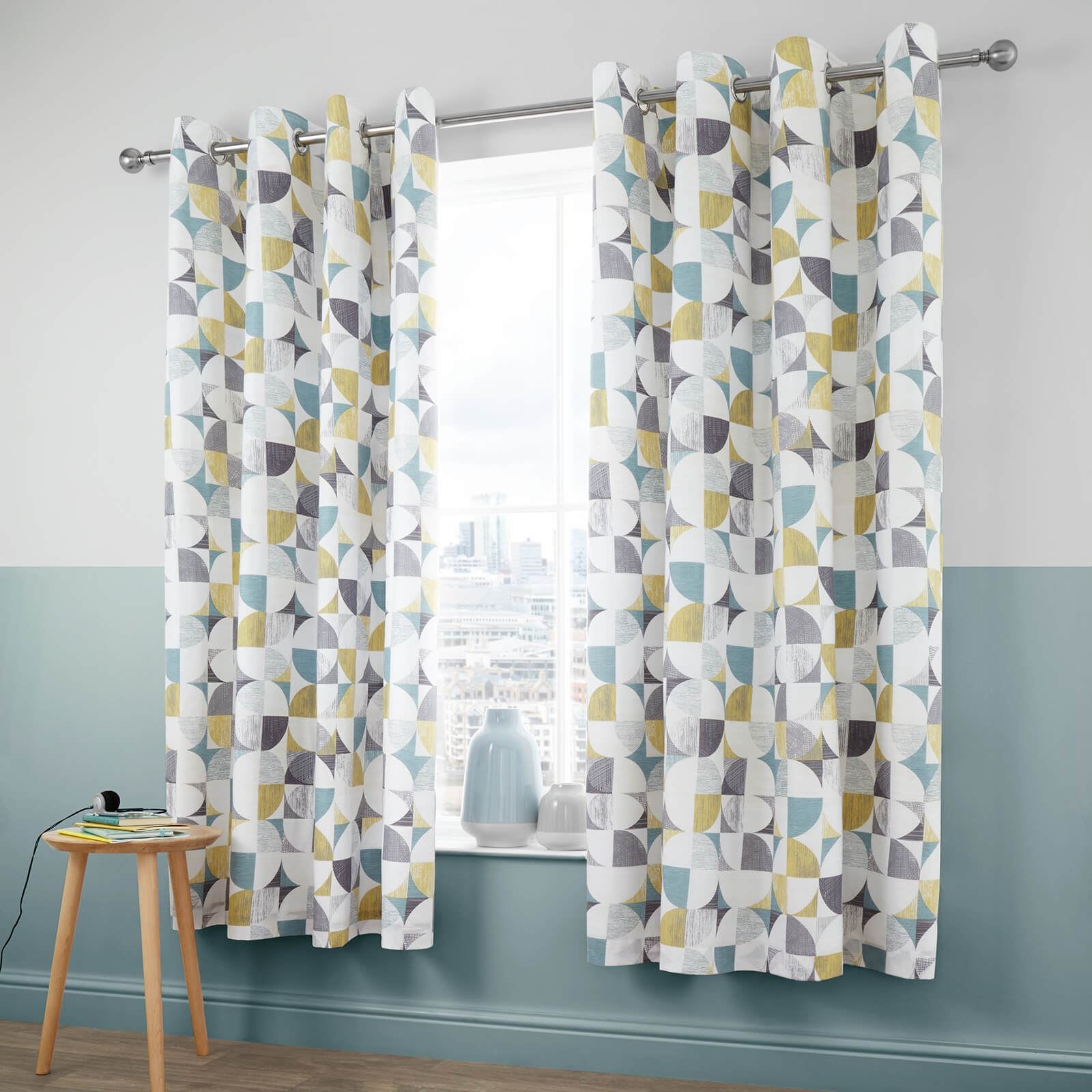 Retro Circle Multi Eyelet Curtains