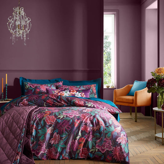 Kate Floral Plum Duvet Cover Set