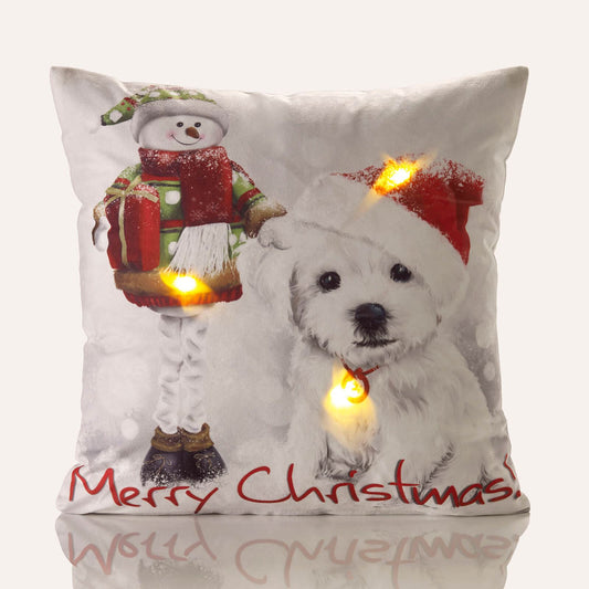 Westie Led White Red Cushion Cover