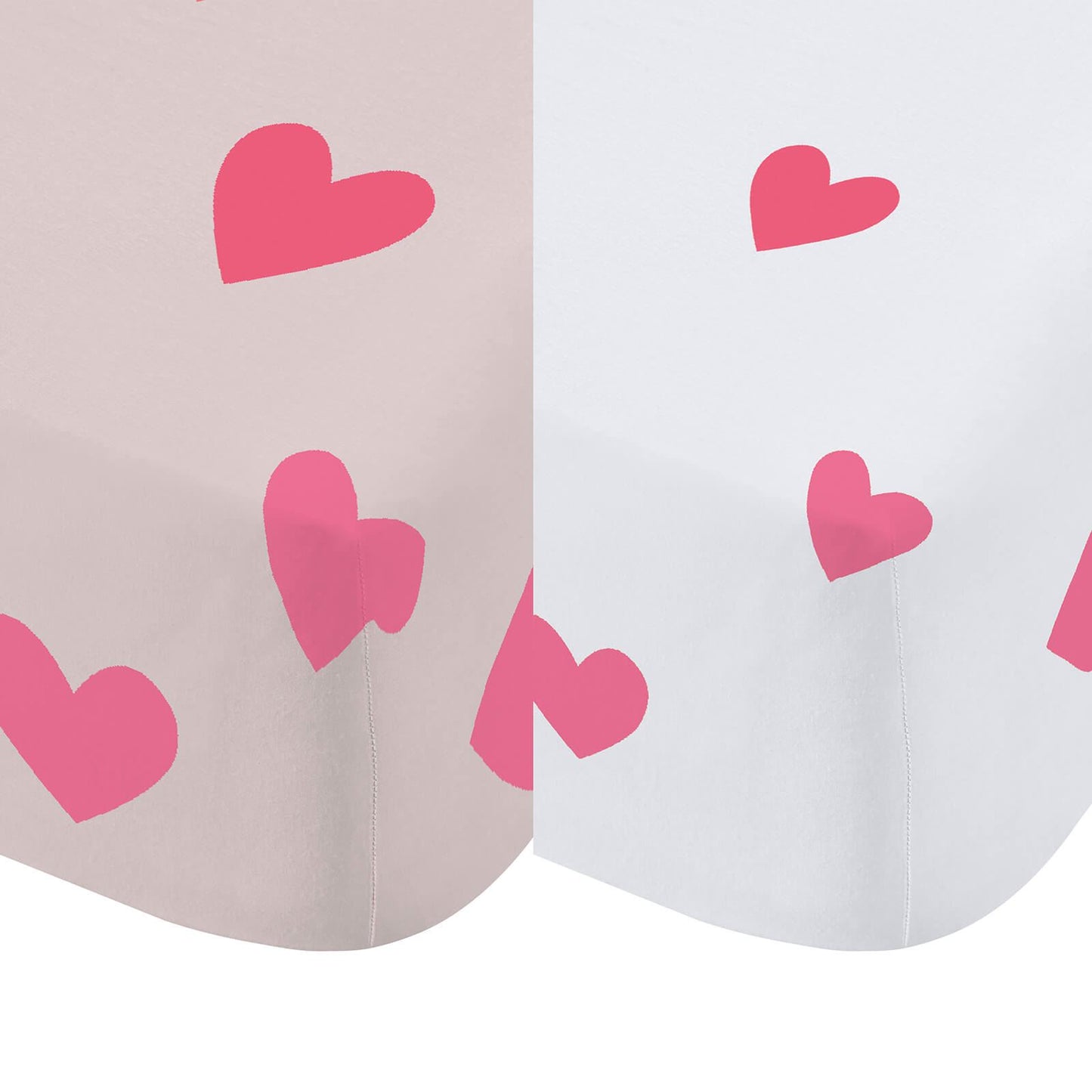 Hearts and Stripes Pink White Fitted Sheet