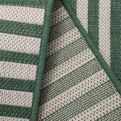 County Multi Stripe Green Geo Rug
