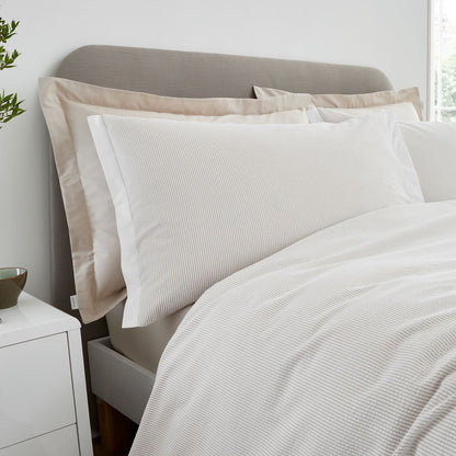 Bianca Seersucker Woven Stripe Natural Duvet Cover Set