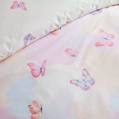 Catherine Lansfield Ombre Butterflies Reversible Bedding Duvet Cover Set Pink