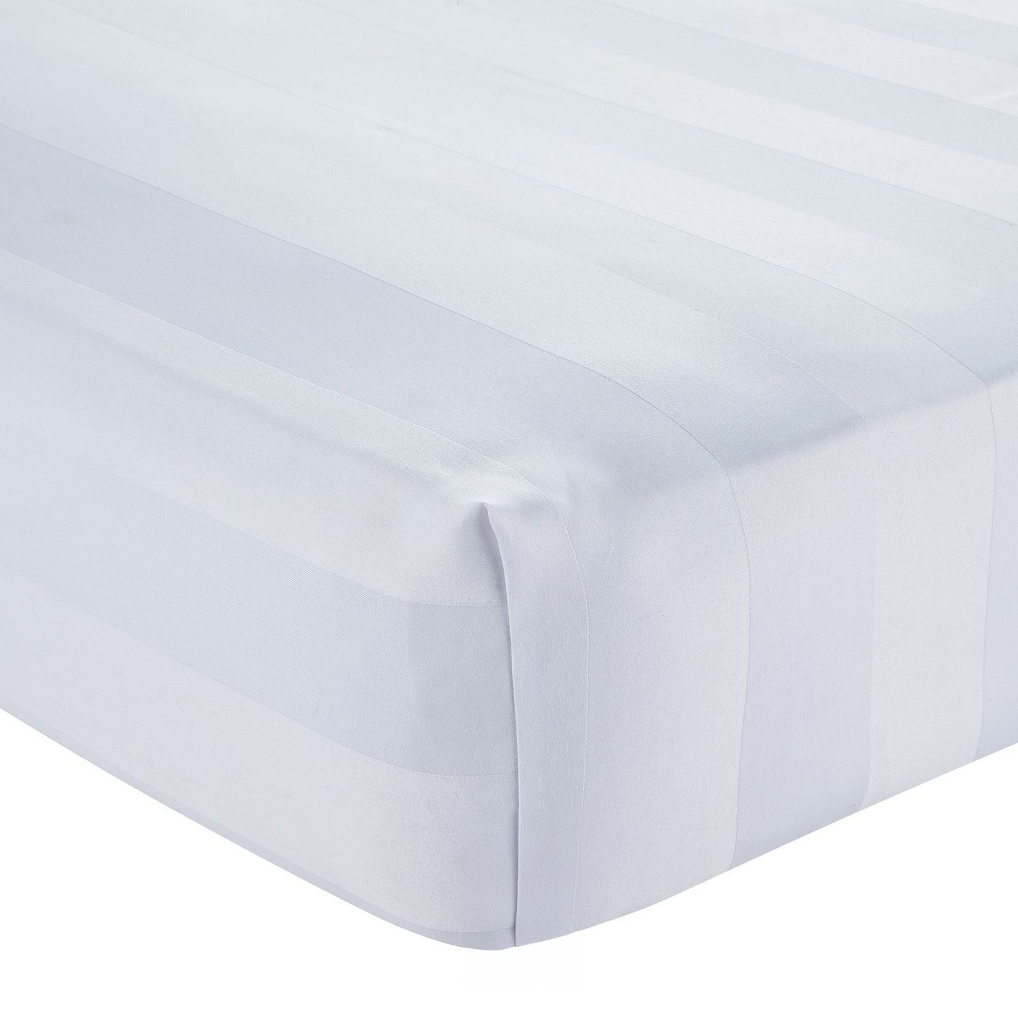 Catherine Lansfield So Soft Satin Stripe White Fitted Sheet