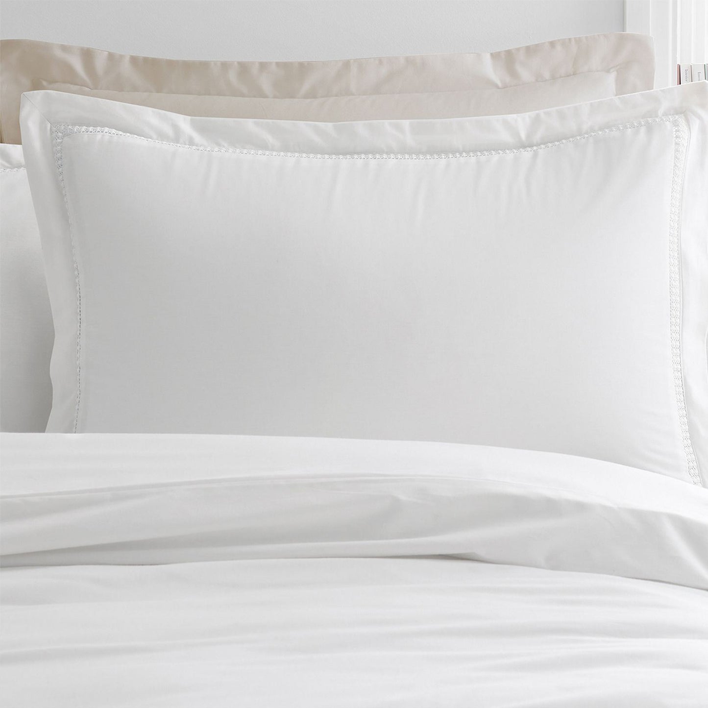 Bianca Oxford Lace Trim White Duvet Cover Set