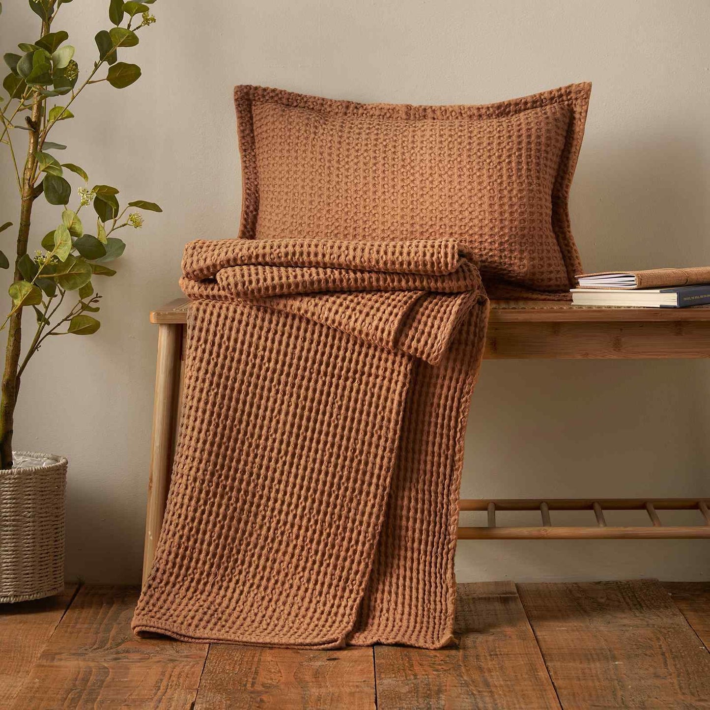 Jaipur Chunky Waffle Caramel Blanket Throw