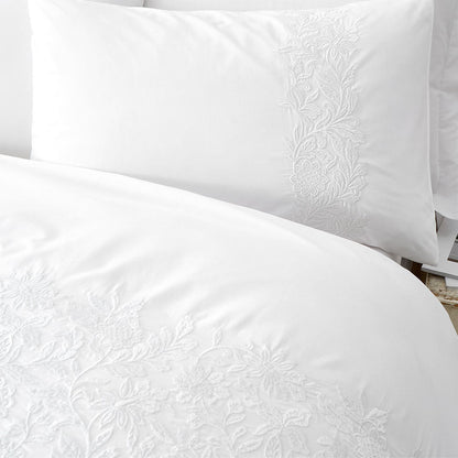 Bianca Embroidery Floral White Duvet Cover Set
