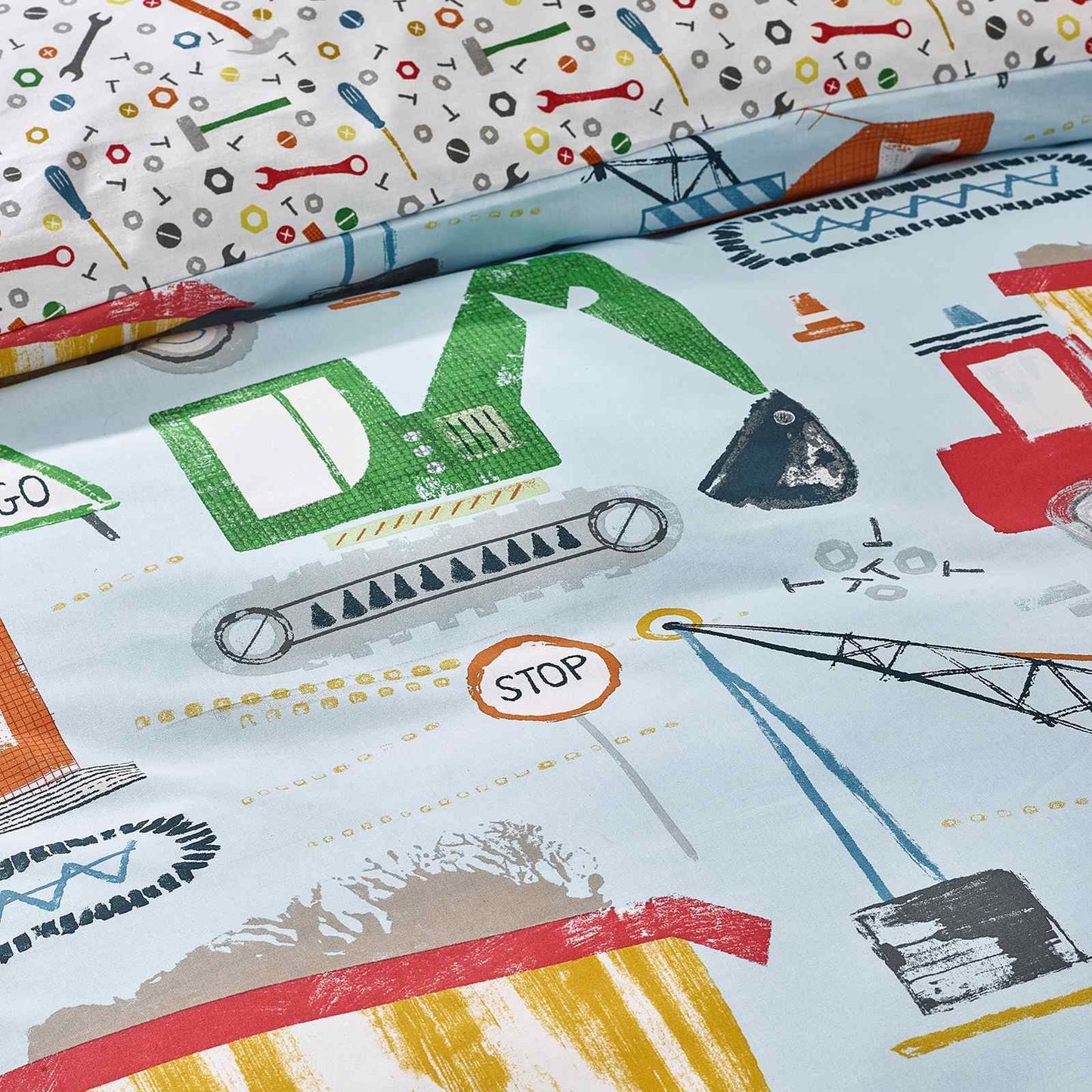 Digger Dreams Blue Duvet Cover Set