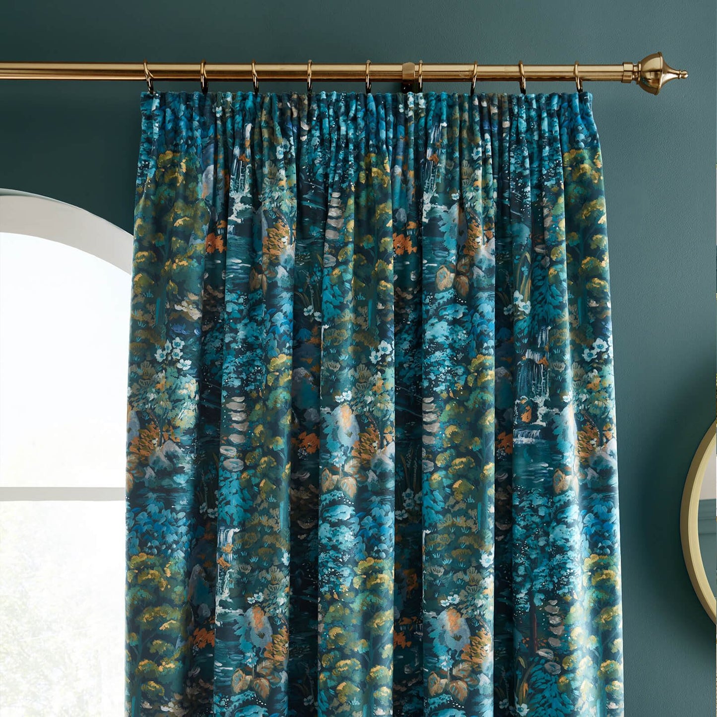 Garden Walk Blue Curtains Two Panels