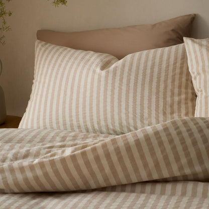Pineapple Elephant Cotton Rich Woven Stripe Natural Duvet Cover Set