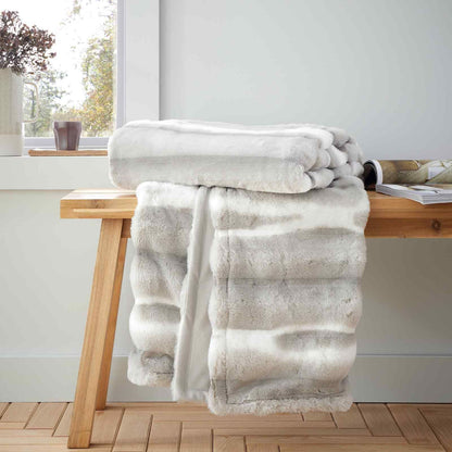 Flint Faux Fur Silver Blanket Throw
