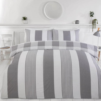 PH Chambray Stripe Grey Duvet Set