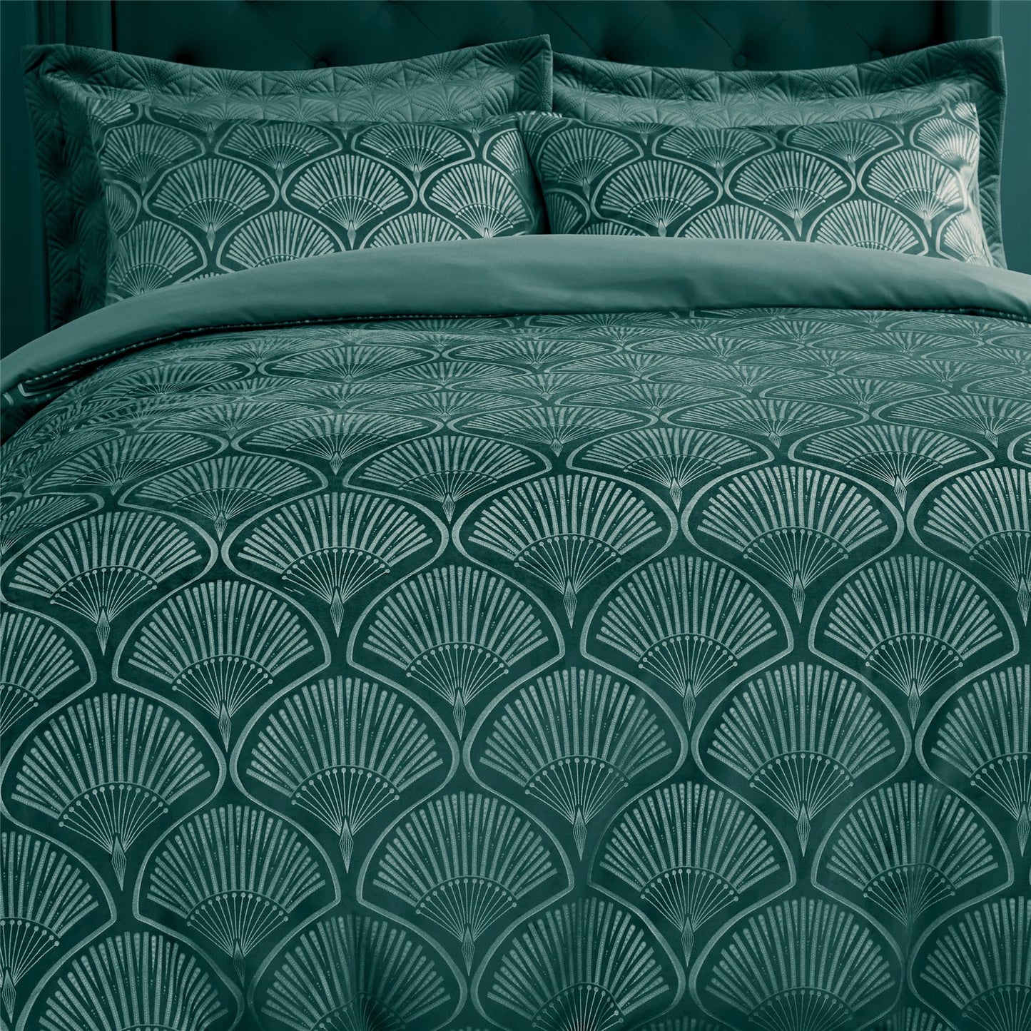 Art Deco Pearl Teal Duvet Cover Set