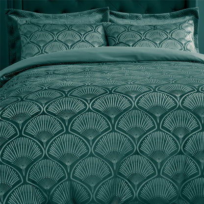 Art Deco Pearl Teal Duvet Cover Set