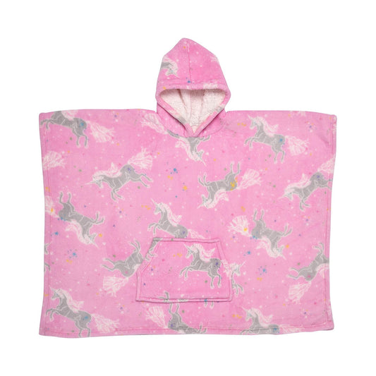 Unicorn Printed Pink Poncho