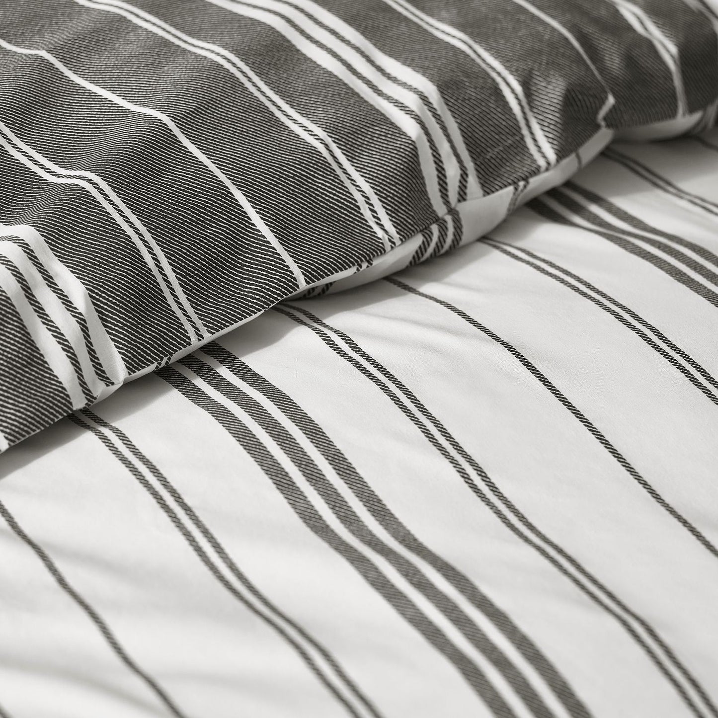 Catherine Lansfield Harbour Stripe Black Duvet Cover Set