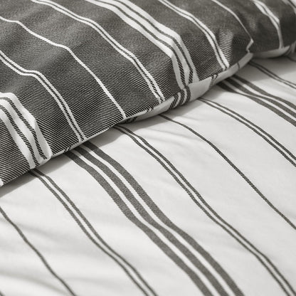 Catherine Lansfield Harbour Stripe Black Duvet Cover Set