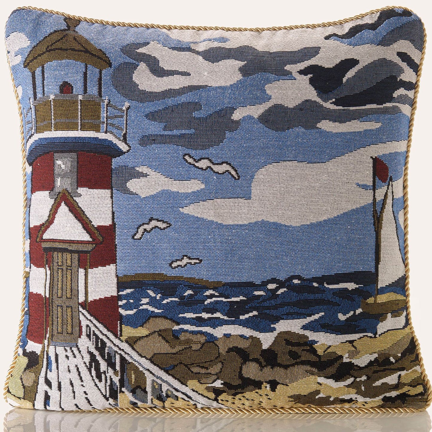 Tapestry Seascape Theme Cushion Cover