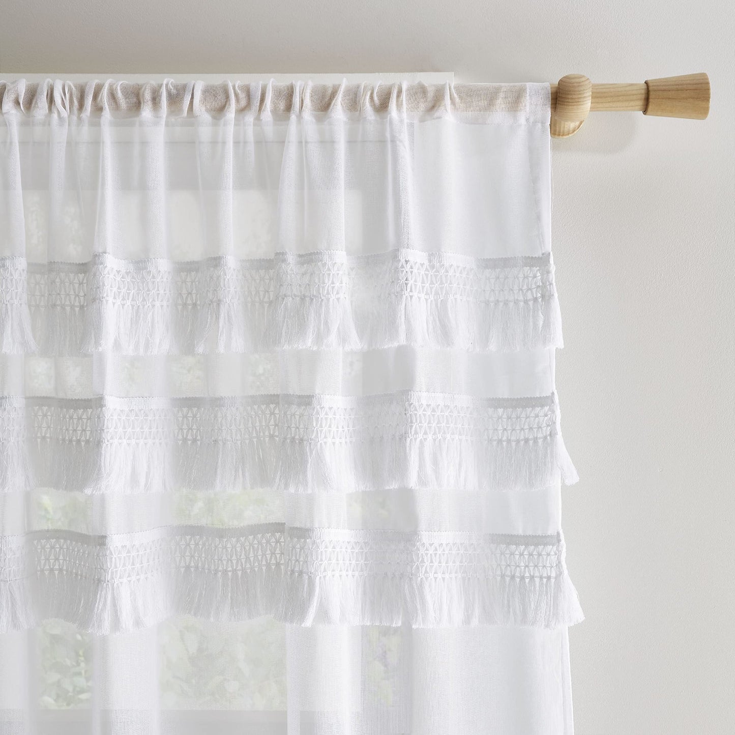 Izmir Tassel White Voile Panel