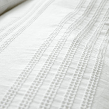 Bianca Waffle Cotton Stripe White Duvet Cover Set