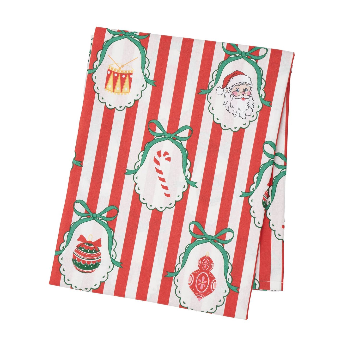 Catherine Lansfield Christmas Vintage Stripe Cotton Table Cloth Red