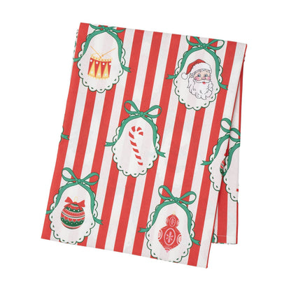 Catherine Lansfield Christmas Vintage Stripe Cotton Table Cloth Red