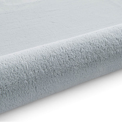 Bay Light Blue Plain Shaggy Washable Rug