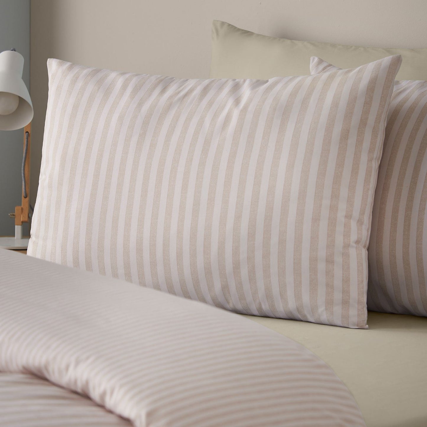 Catherine Lansfield Epping Textured Stripe Natural Duvet Cover Set