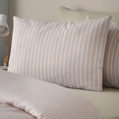 Catherine Lansfield Epping Textured Stripe Natural Duvet Cover Set