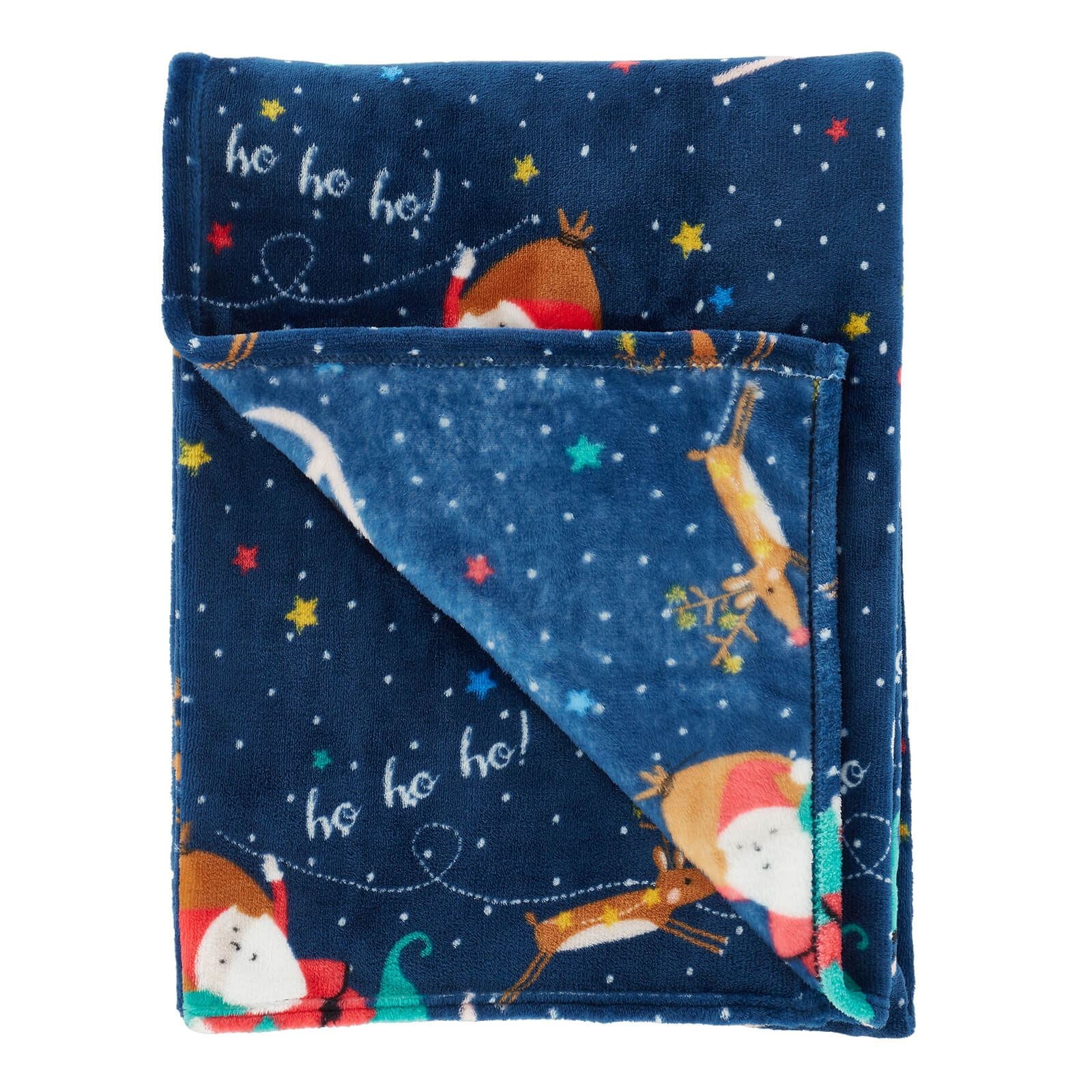 Living Santa's Christmas Wonderland Navy Throw