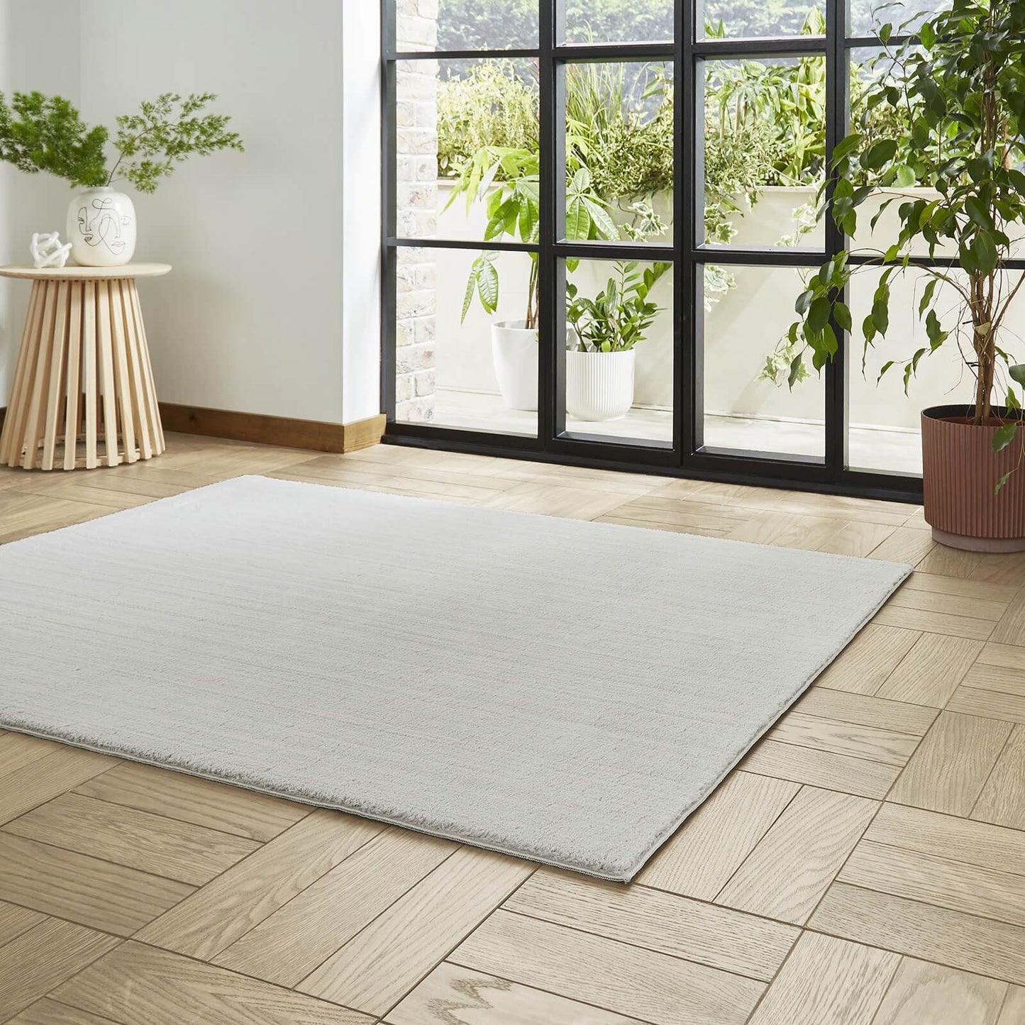 Bay Grey Plain Shaggy Washable Rug