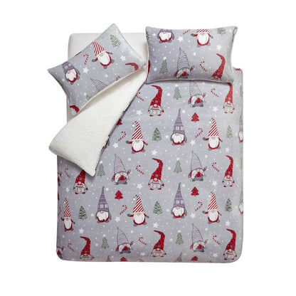 Christmas Festive Gnomes Grey Duvet Cover Set