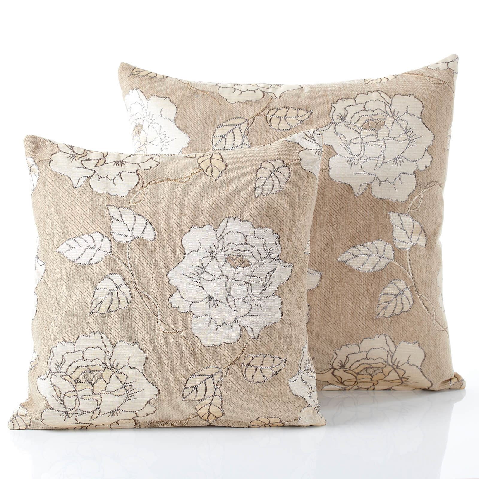 Chenille Cream Rose Cushion Cover