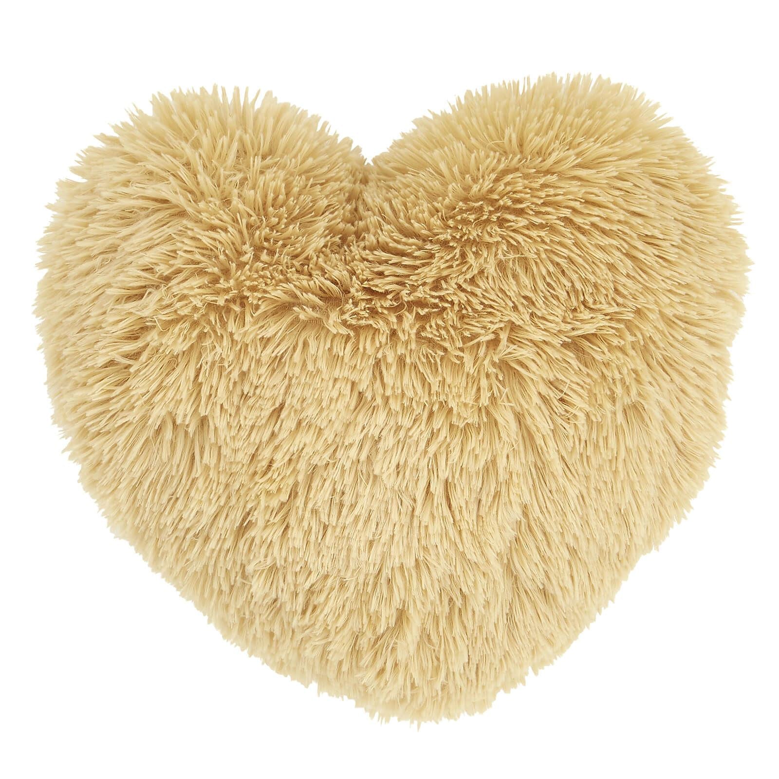 Cuddly Heart Ochre Filled Cushion