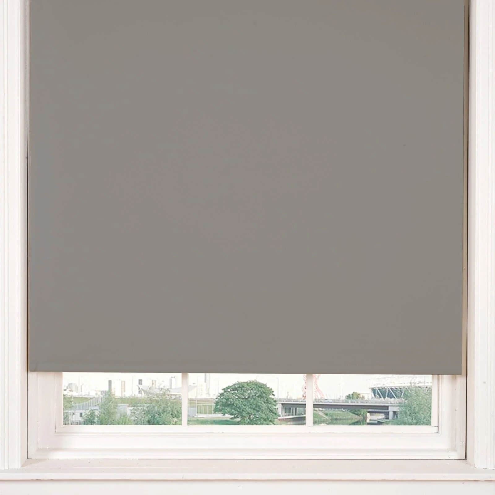 Plain Blackout Diamante Grey Roller Blind