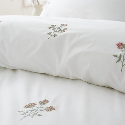 Bianca Fine Linens Adeline Embroidered Cotton Bedding Duvet Cover Set White
