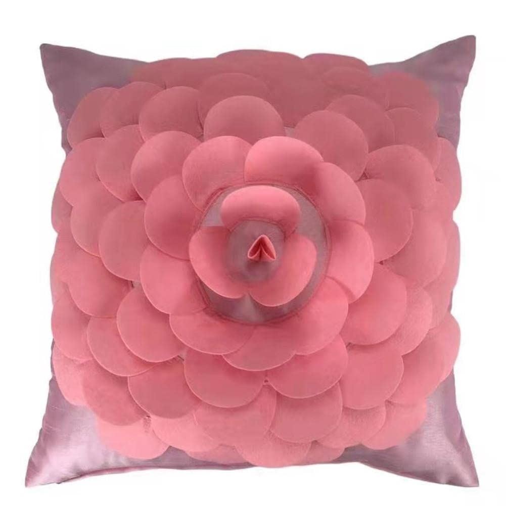 Felt Flower Pink Cushion Cover