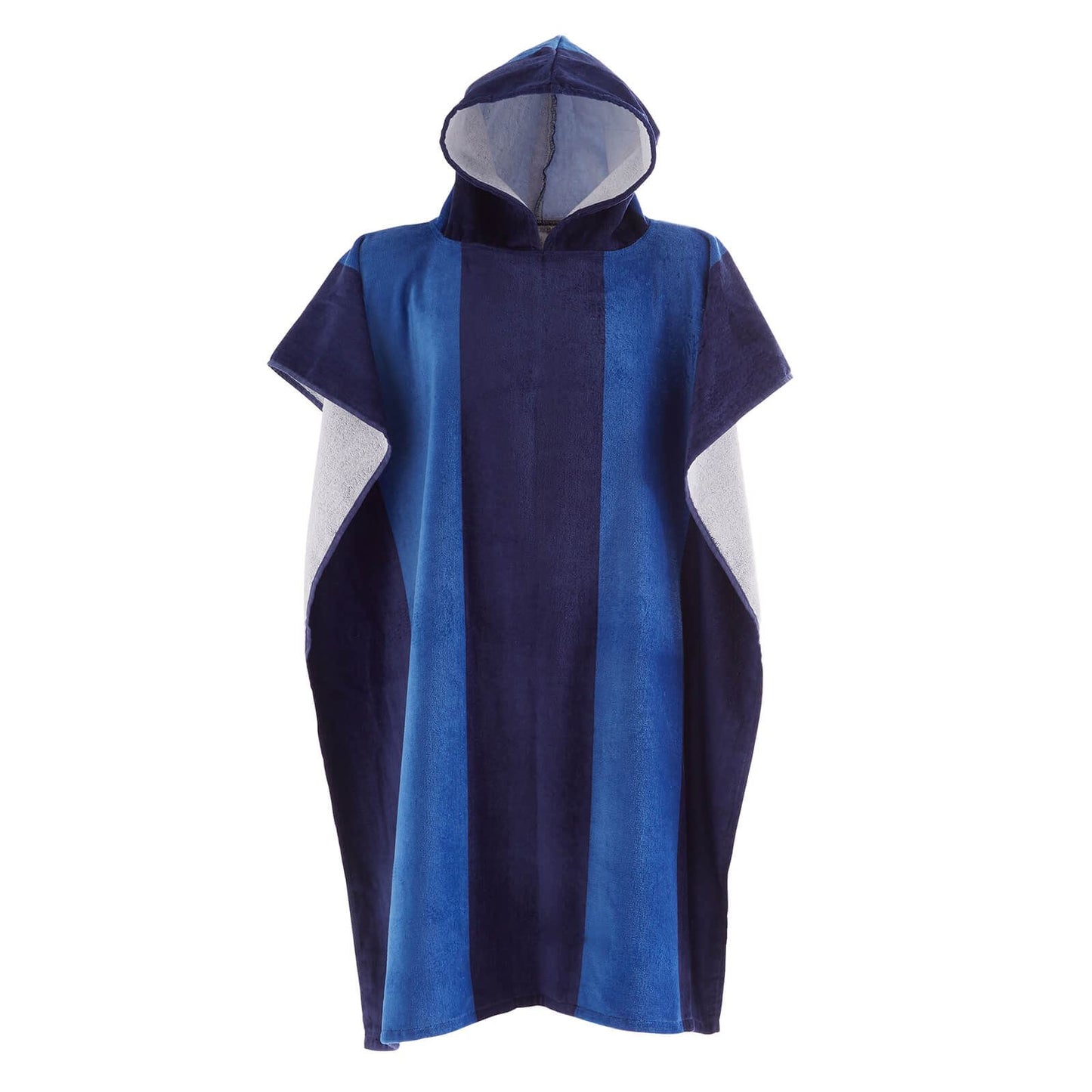 Stripe Hooded Cotton 92x108cm Towel Poncho Blue