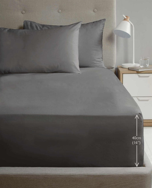 SND Percale Charcoal Housewife Pillowcase Pair