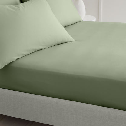 200 Thread Count Cotton Percale Sage Green  Fitted Sheet
