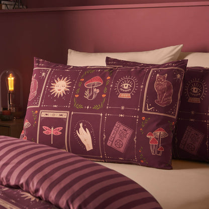 Catherine Lansfield Enchanted Witchcraft Reversible Bedding Duvet Cover Set Plum