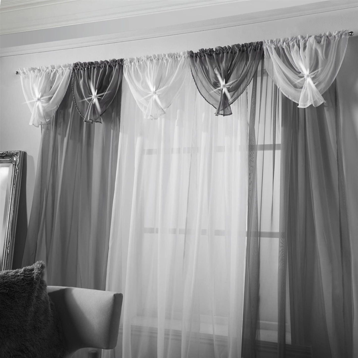 Diana Dolly Silver Curtain Swag