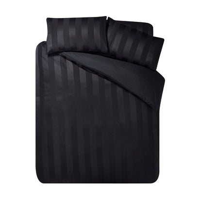 Catherine Lansfield So Soft Satin Stripe Black Duvet Cover Set