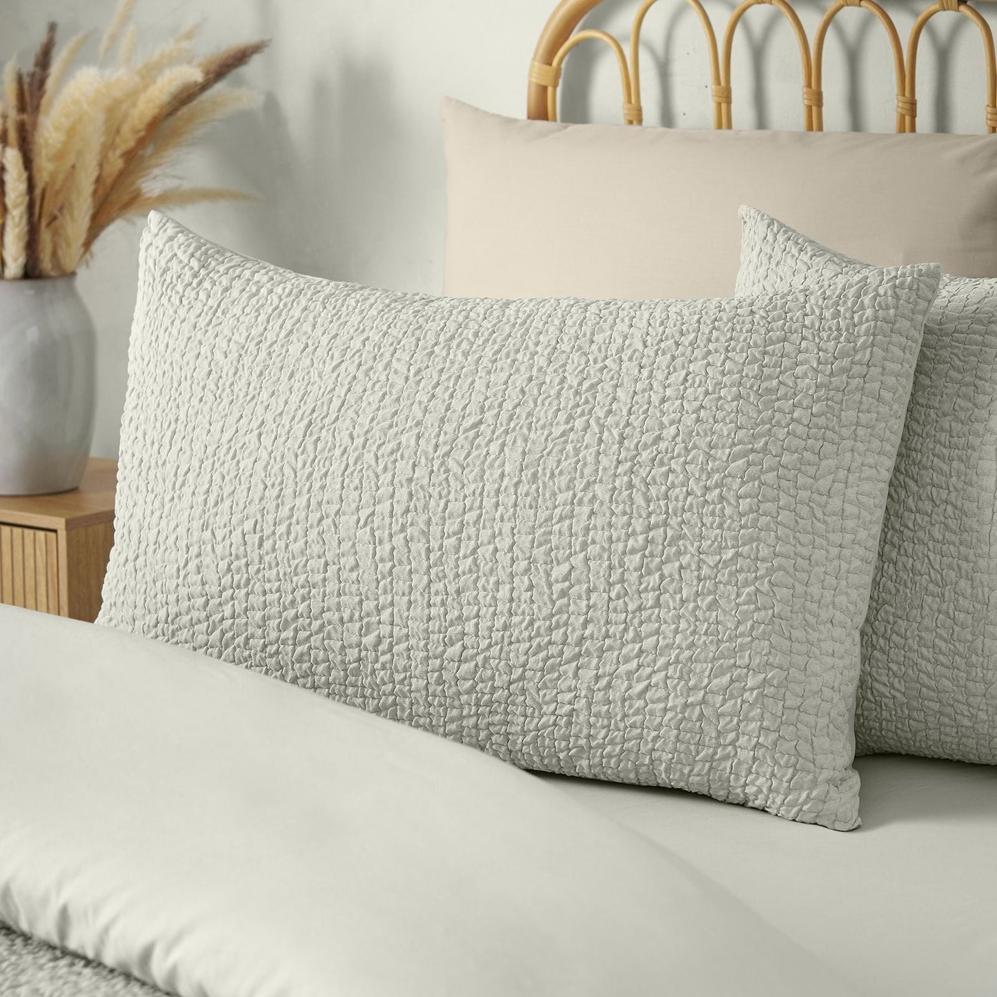 Catherine Lansfield Crinkle Seersucker Green Duvet Cover Set