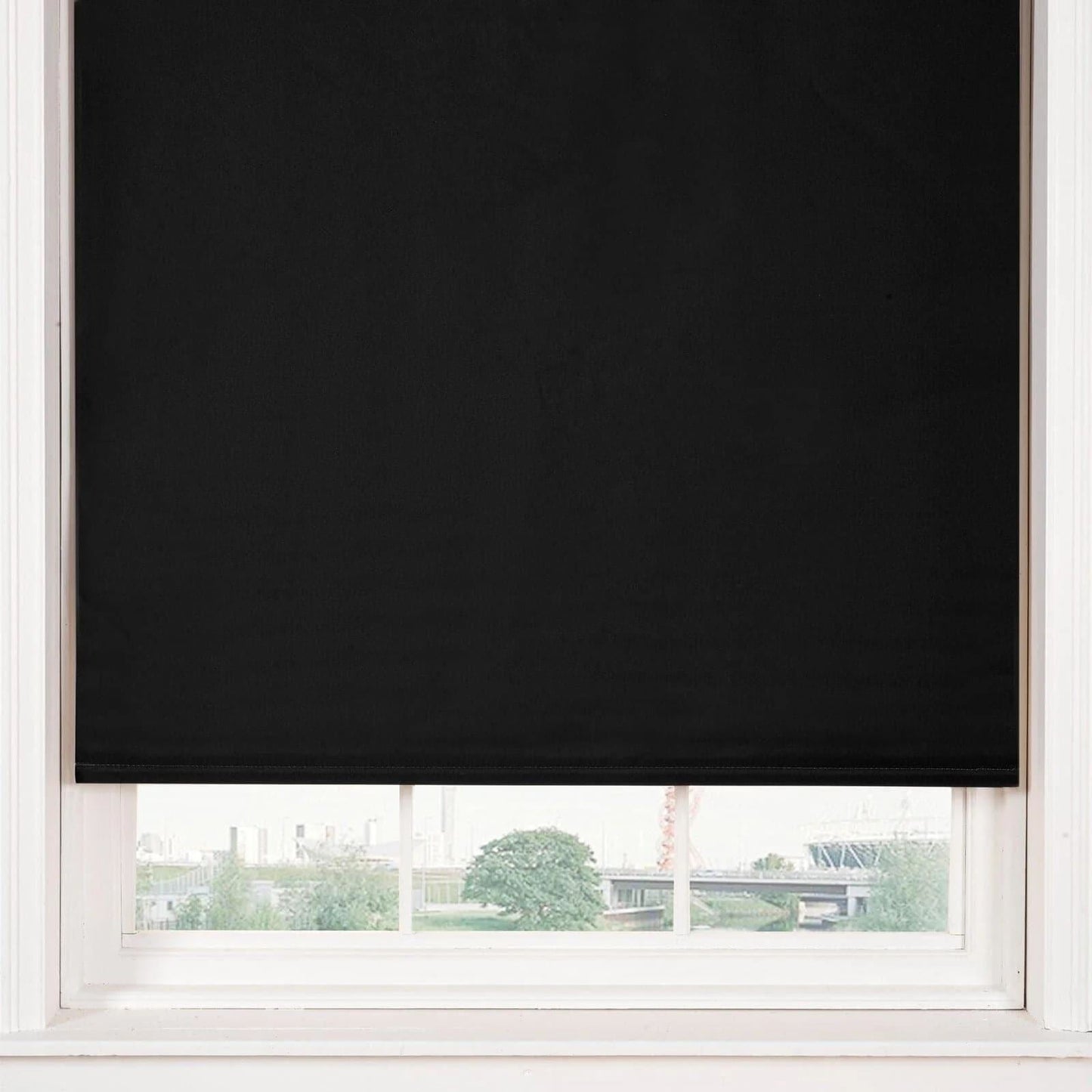 Plain Blackout Diamante Black Roller Blind