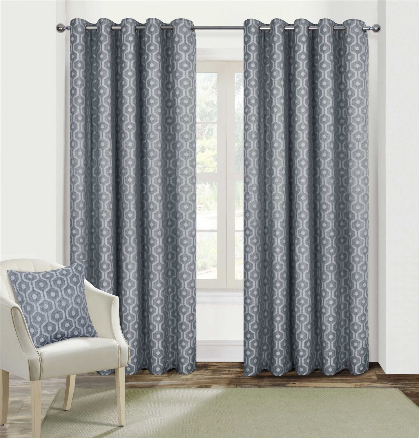 Milano Silver Eyelet Curtains