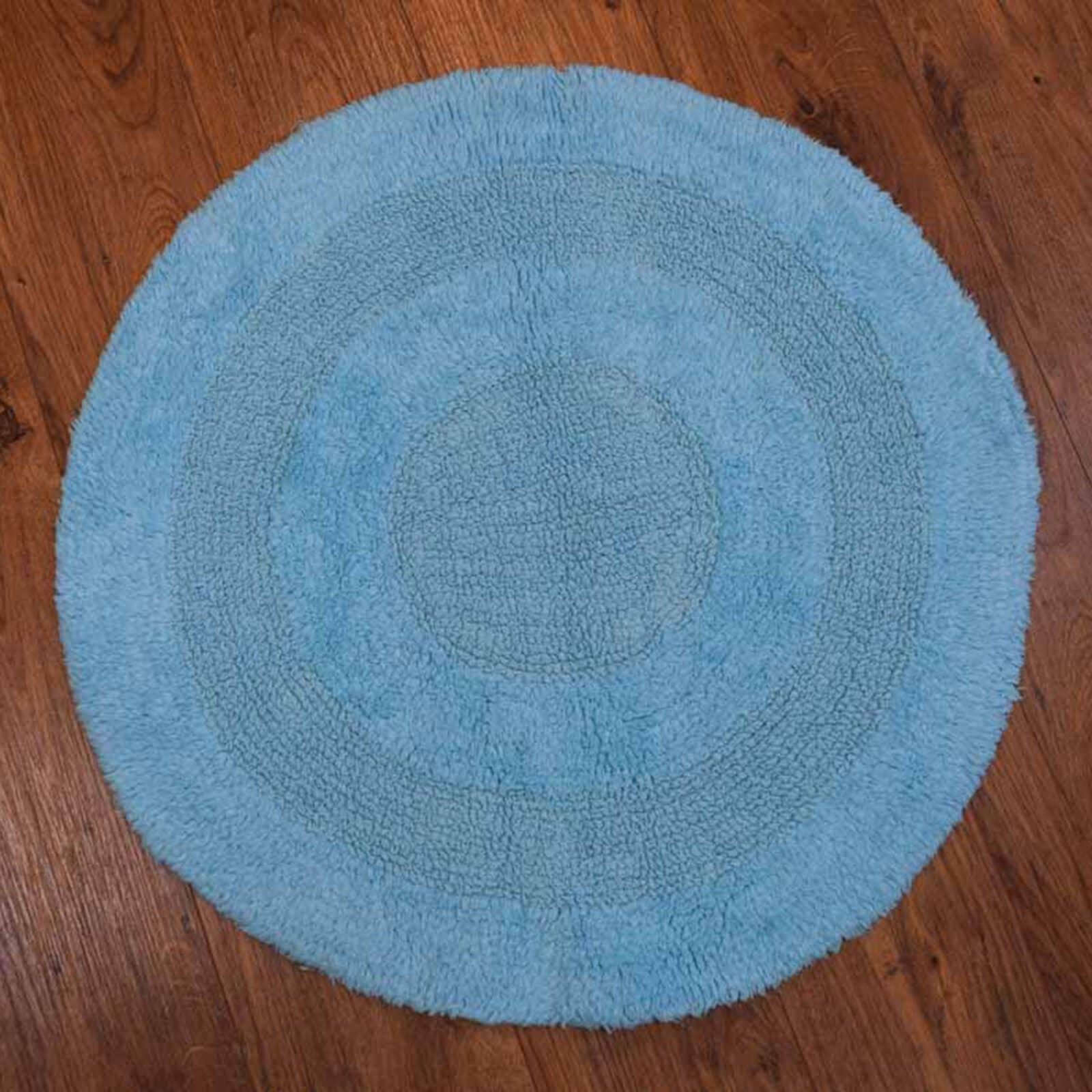 Plain Round Turquoise Bath Mat