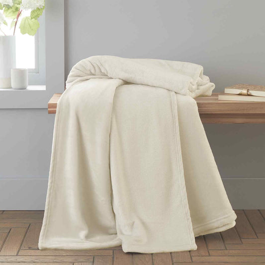 Raschel Velvet Touch Cream Blanket Throw
