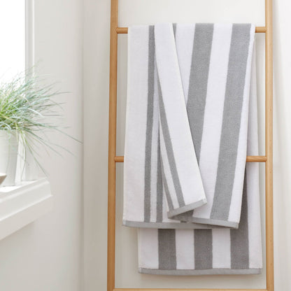 Reversible Stripe Jacquard Sage Grey Hand Towel - 50x85 cm